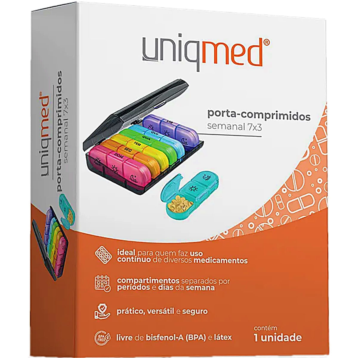 Porta-Comprimidos Semanal 7x3 Uniqmed Unidade