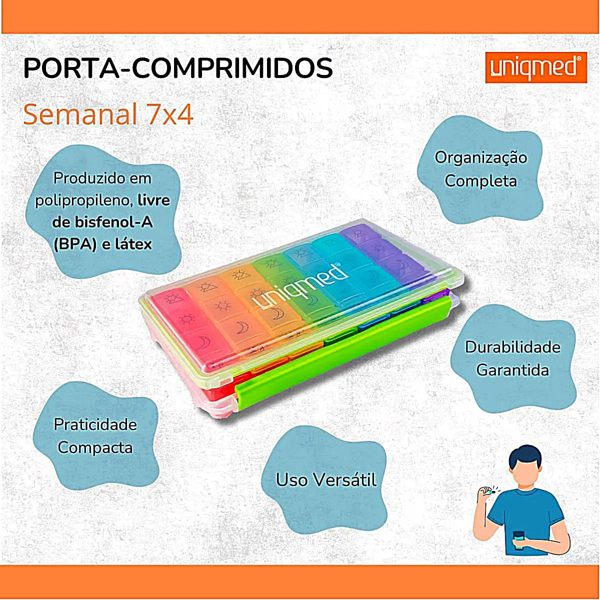 Porta-Comprimidos Semanal 7x4 Uniqmed Unidade