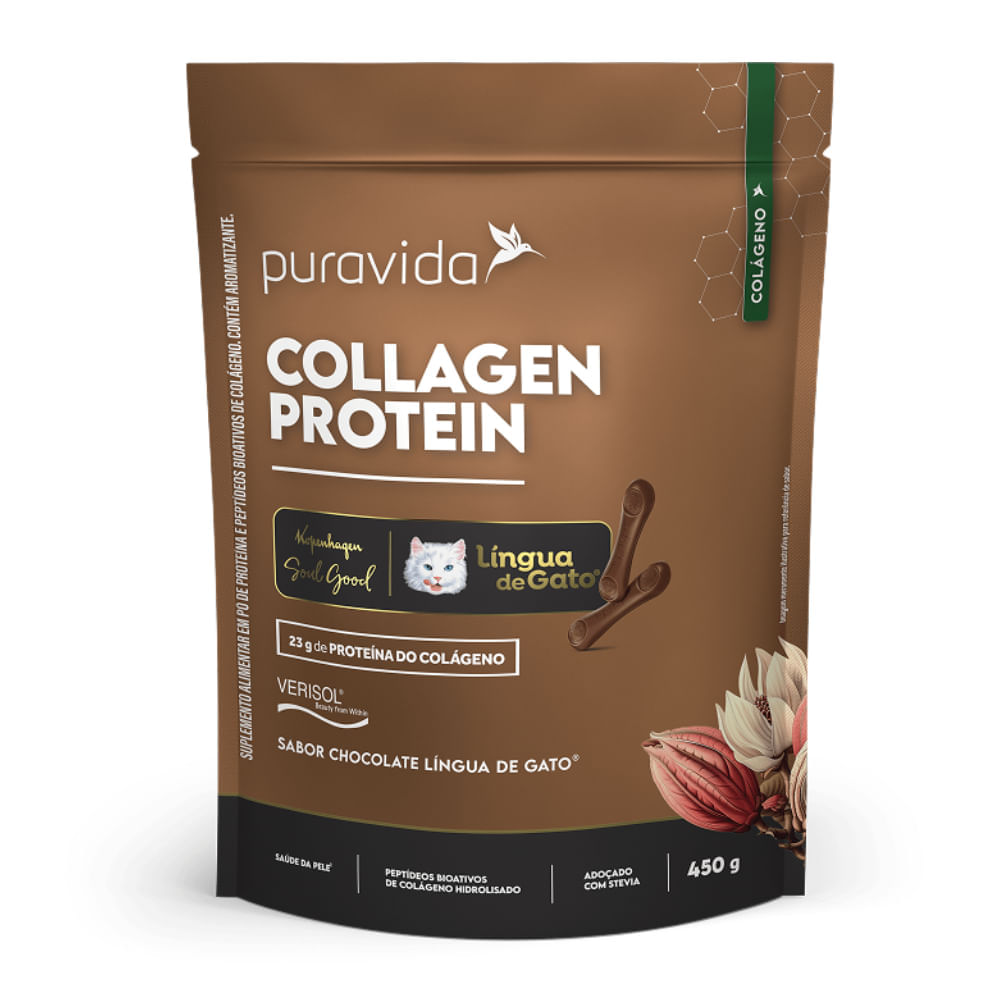 Collagen Protein Puravida Língua de Gato 450g