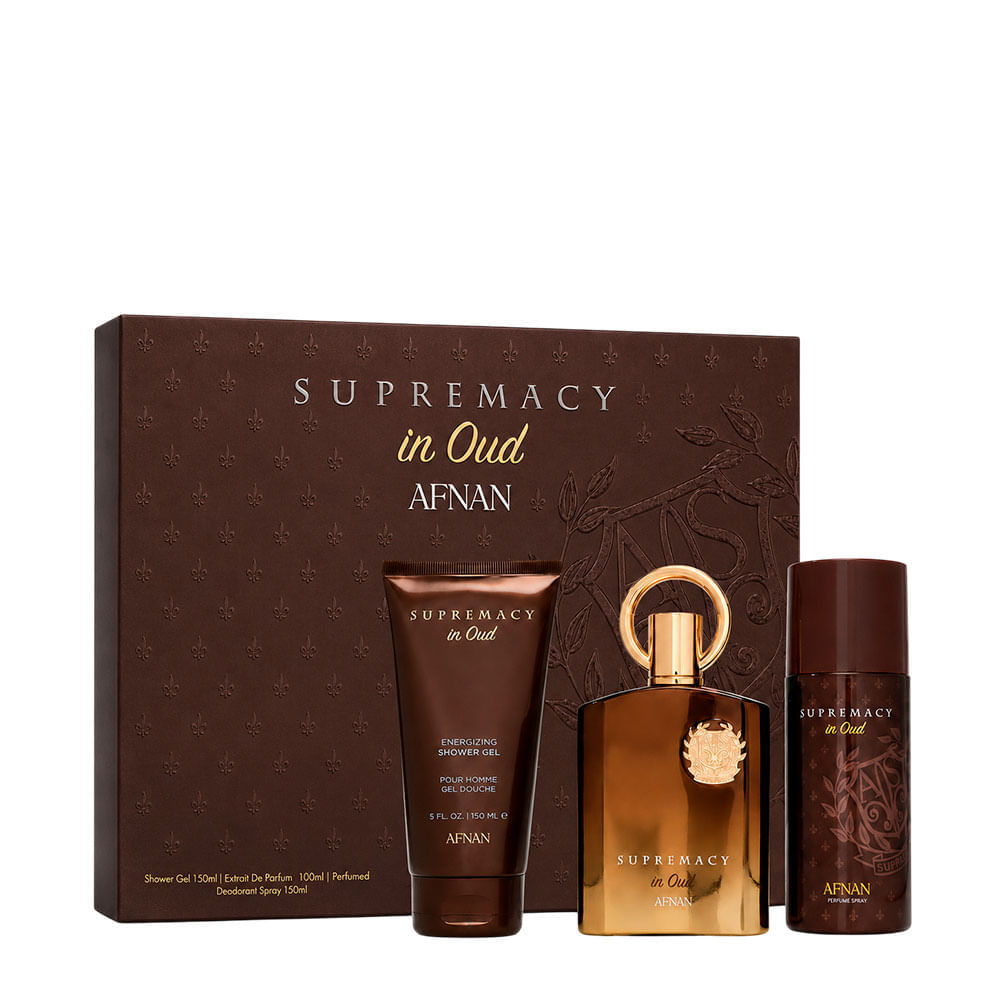 Kit Afnan Supremacy In Oud Unissex Extrait De Parfum 100ml + Shower Gel 150ml + Desodorante 150ml