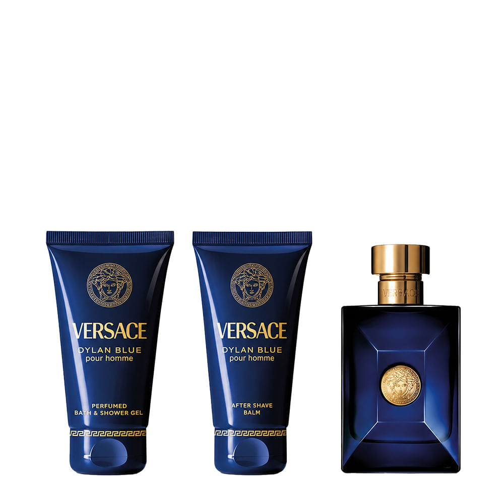 Kit Versace Dylan Blue Men Eau de Toilette 50ml +  Gel de Banho 50ml + Pós Barba 50ml
