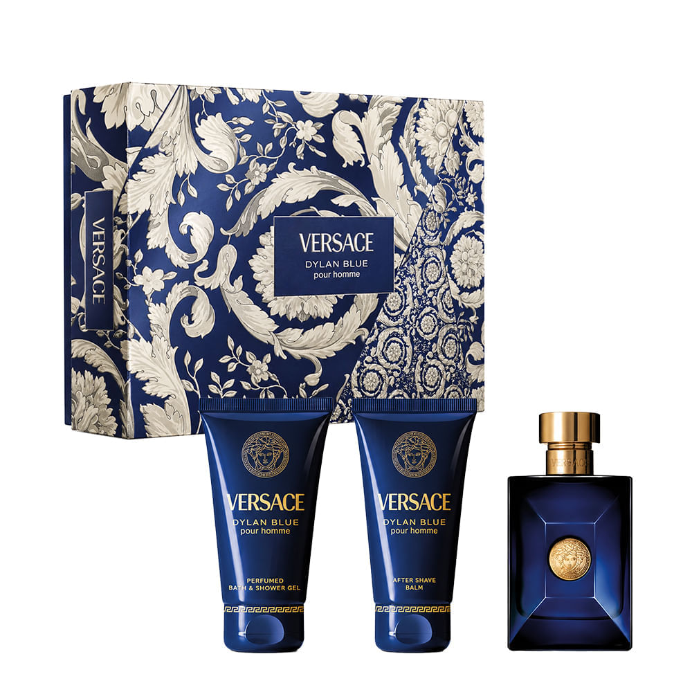 Kit Versace Dylan Blue Men Eau de Toilette 50ml +  Gel de Banho 50ml + Pós Barba 50ml