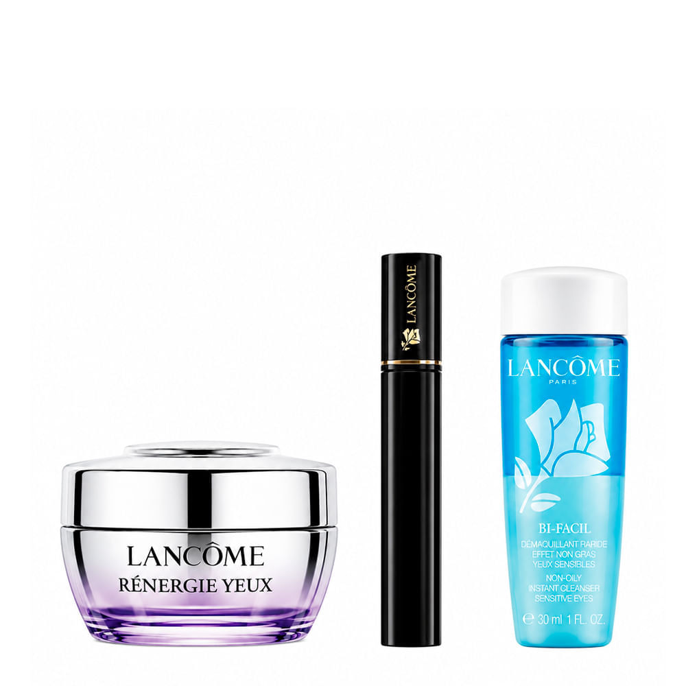 Kit Lancôme Rénergie Yeux Creme para Área dos Olhos 15ml + Demaquilante para Olhos 30ml + Máscara para Cílios 2ml