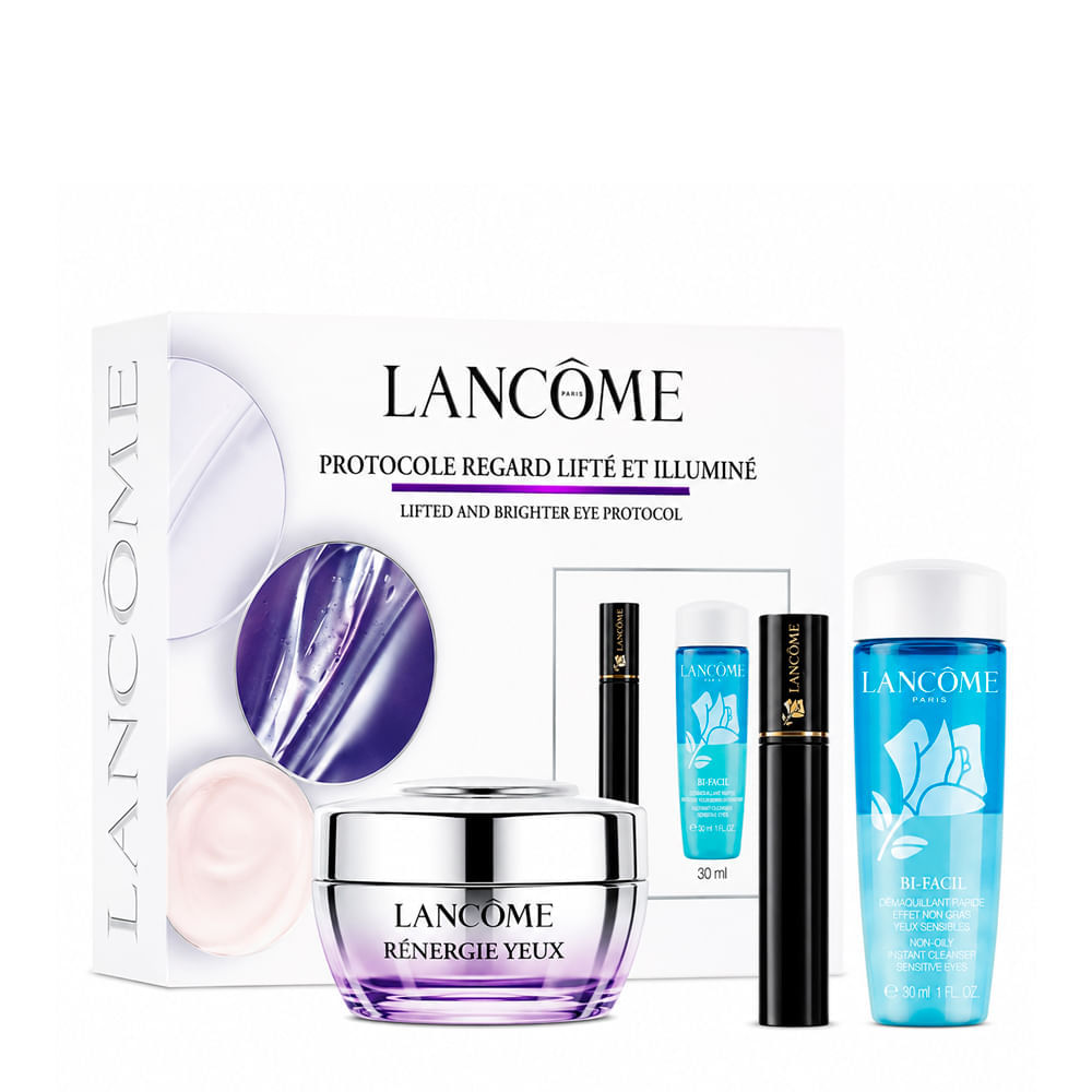 Kit Lancôme Rénergie Yeux Creme para Área dos Olhos 15ml + Demaquilante para Olhos 30ml + Máscara para Cílios 2ml