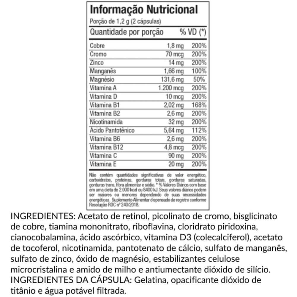 Multi Vitaminas e Minerais FTW 60 Cápsulas
