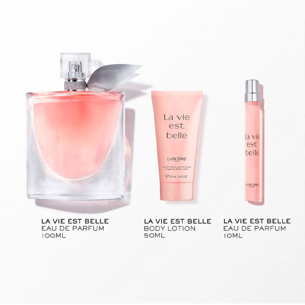 Kit Lancôme La Vie Est Belle Feminino Perfume Eau de Parfum 100ml + Mini Travel Size 10ml + Body Lotion 50ml