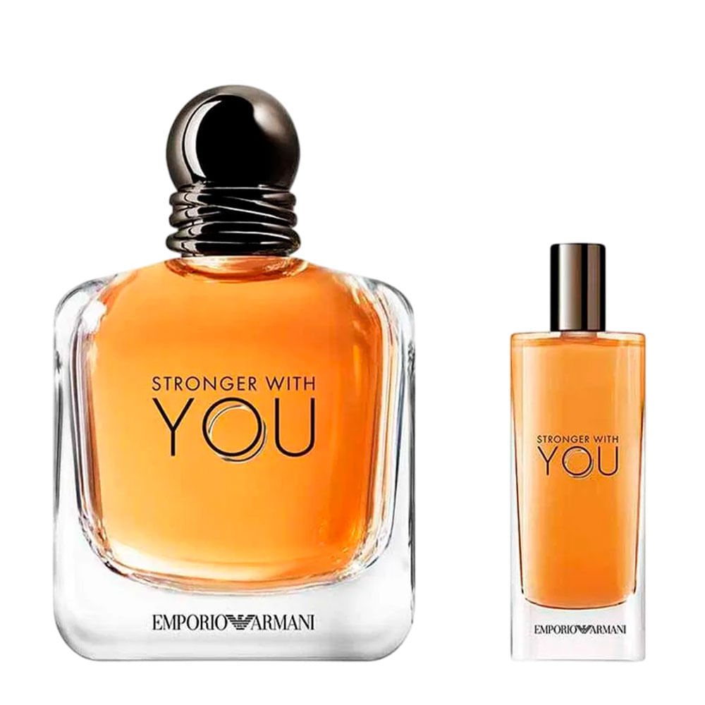 Kit Emporio Armani Stronger With You Masculino Perfume Eau de Toilette 100ml + Travel Size 15ml