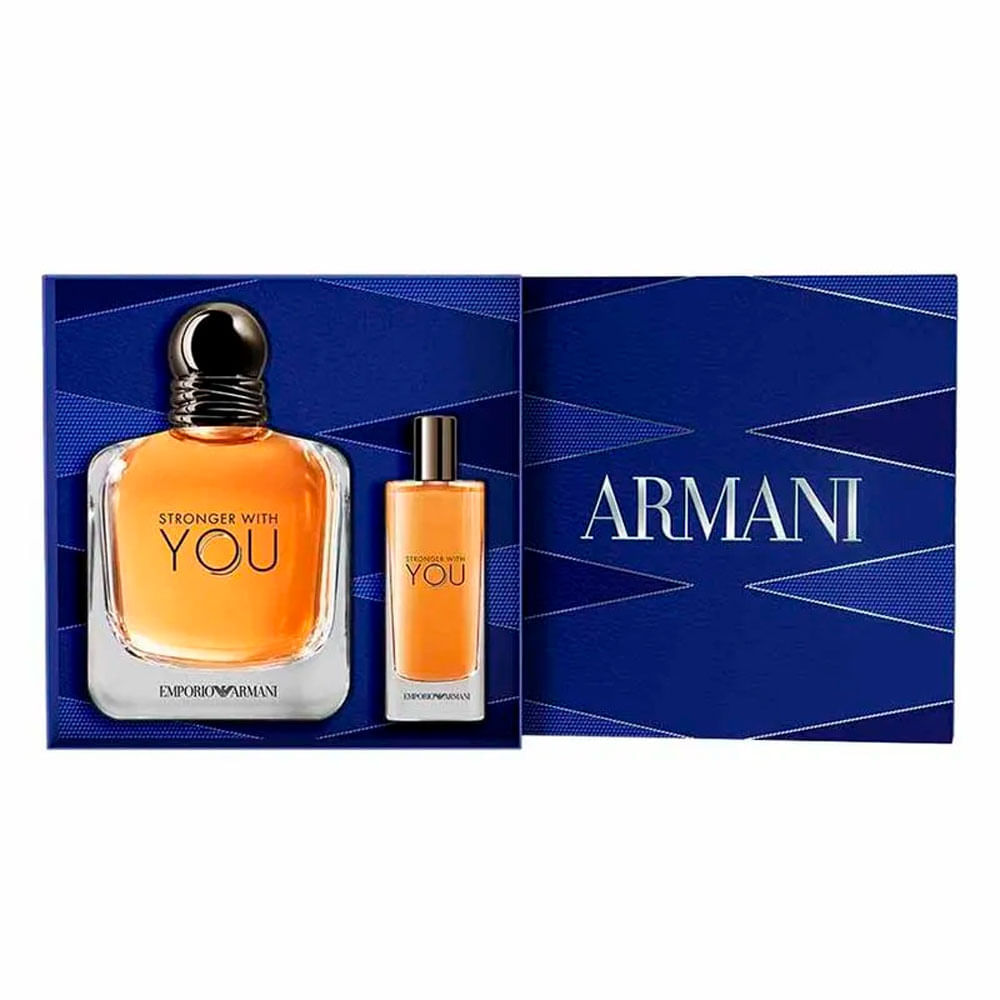 Kit Emporio Armani Stronger With You Masculino Perfume Eau de Toilette 100ml + Travel Size 15ml