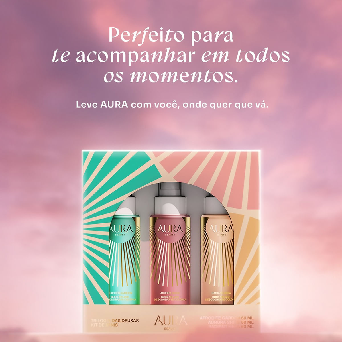 Kit Trilogia das Deusas Mini Body Splash Aura Beauty 60ml