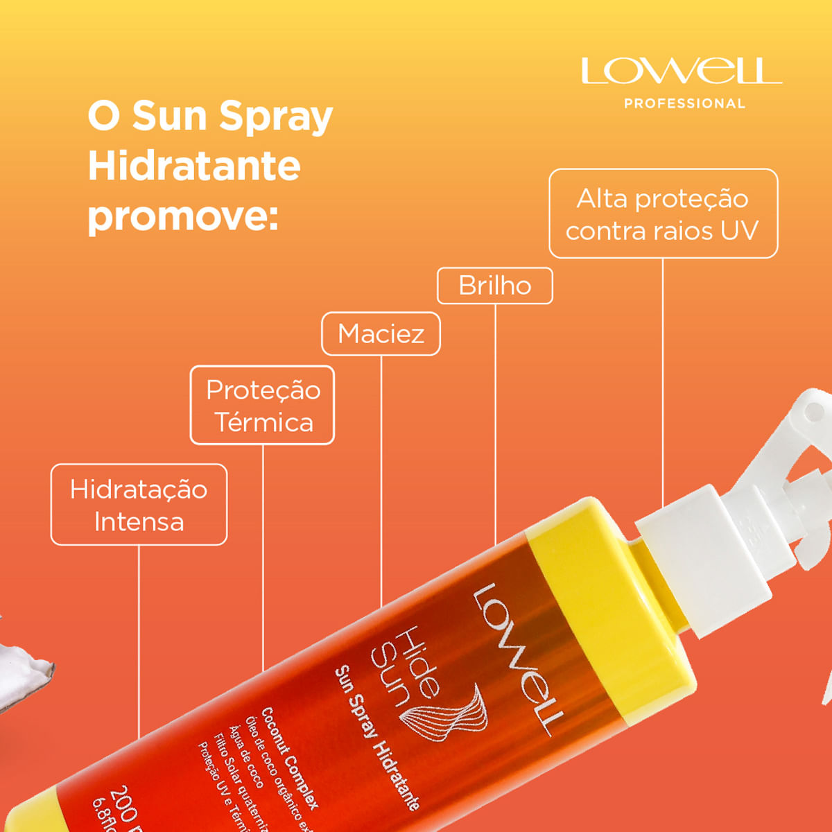 Spray Hidradante Hide Sun Coconut Complex Lowell 200ml