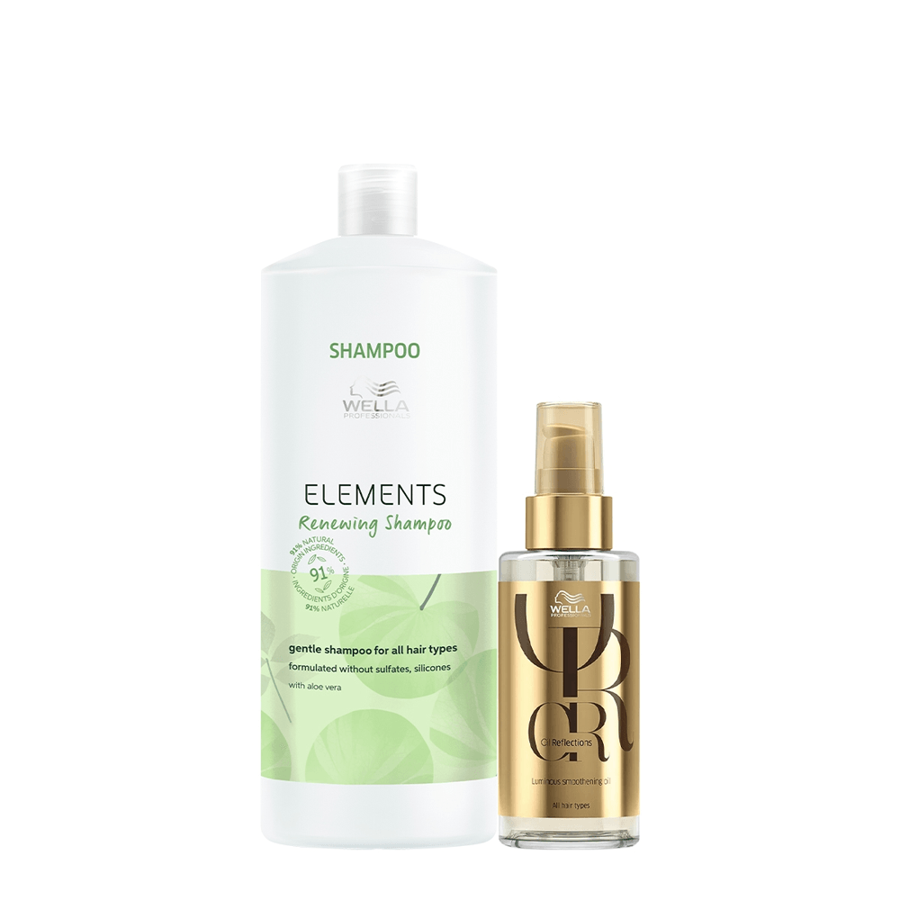 Kit Wella Professionals Shampoo Elements Renewing 1L + Óleo Capilar Oil Reflections 100ml