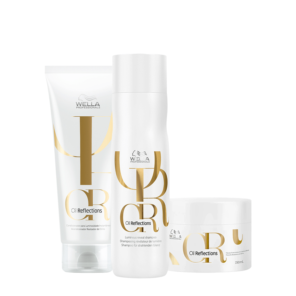 Kit Oil Reflections Wella Professionals Shampoo 250ml + Condicionador 200ml + Máscara 150ml