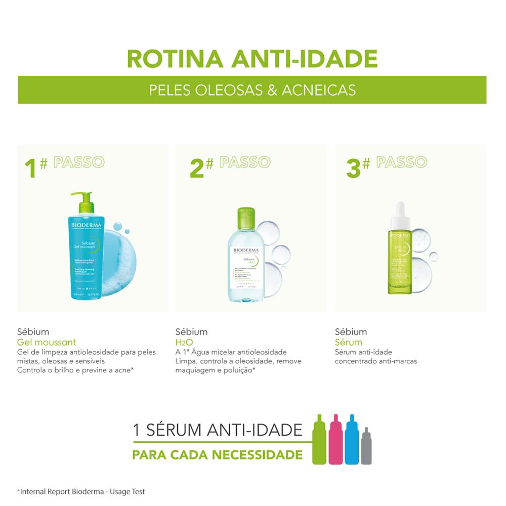 Sérum Facial Anti-Idade Concentrado Anti-marcas da Acne Sébium Sérum Bioderma 30ml
