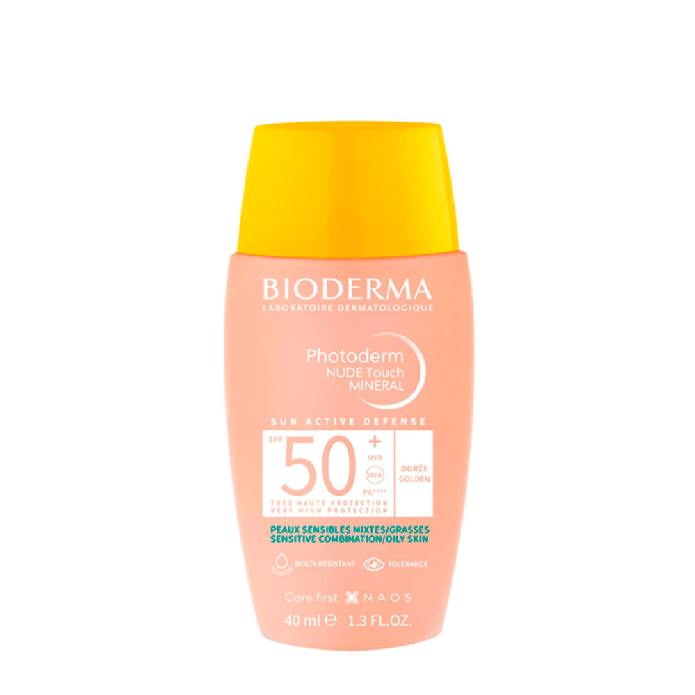 Protetor Solar Facial Photoderm Nude Touch Mineral FPS 50+ Cor 3.0 Dourado Bioderma 40ml