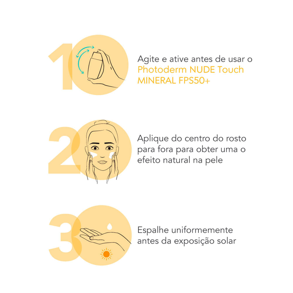 Protetor Solar Facial Photoderm Nude Touch Mineral FPS 50+ Cor 3.0 Dourado Bioderma 40ml