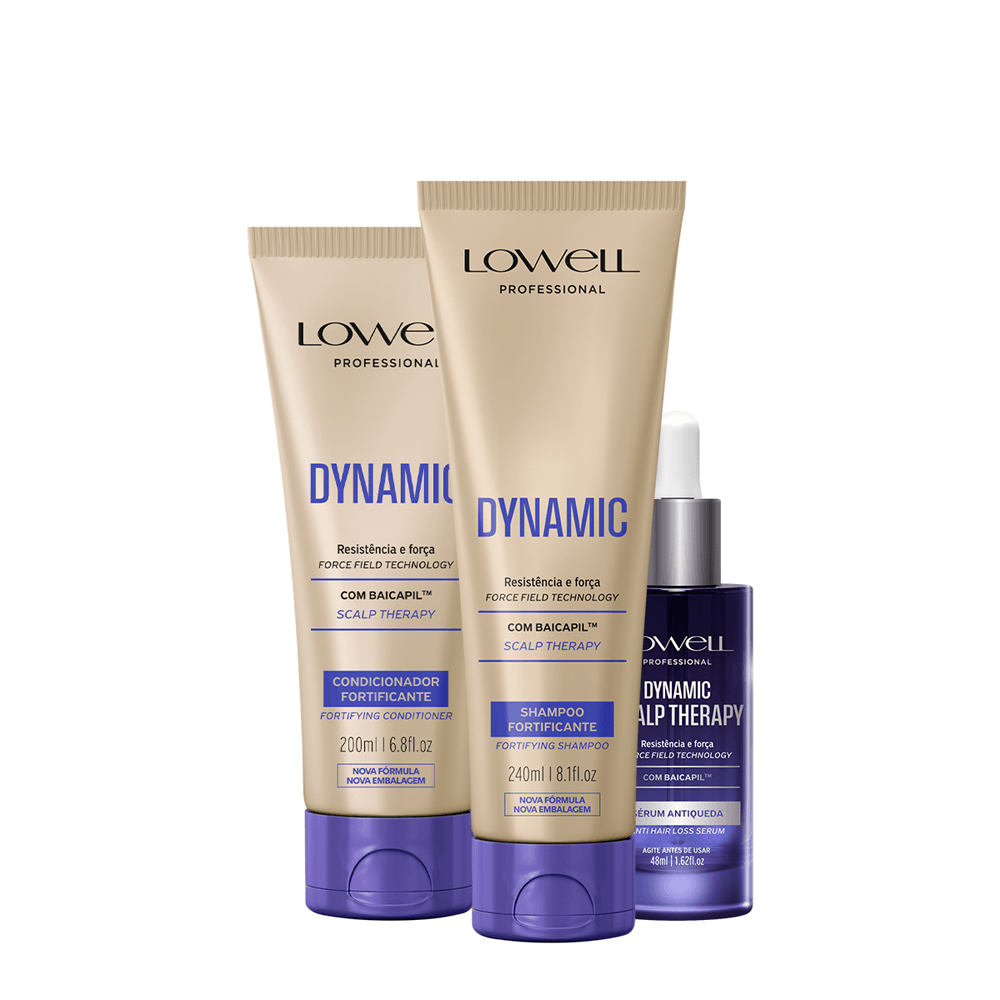Kit Dynamic Scalp Therapy Duo Lowell Shampoo 240ml + Condicionador 200ml + Sérum Antiqueda 48ml