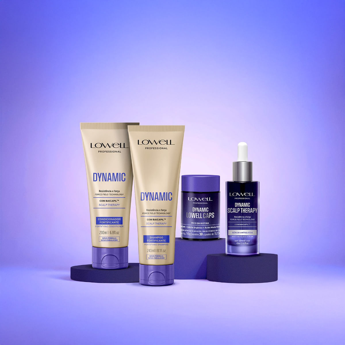 Kit Dynamic Scalp Therapy Duo Lowell Shampoo 240ml + Condicionador 200ml + Sérum Antiqueda 48ml