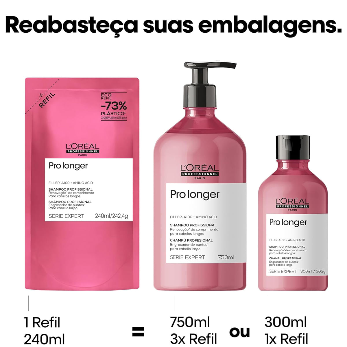Kit Refil Shampoo Pro Longer L'Oréal Professionnel 240ml 2 Unidades