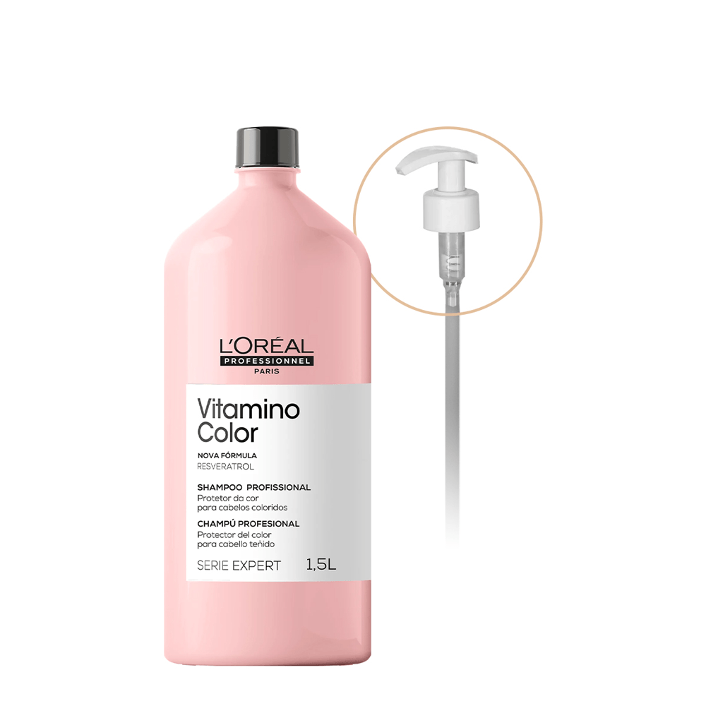 Kit L'Oréal Professionnel Shampoo Vitamino Color 1,5L+ Válvula Pump