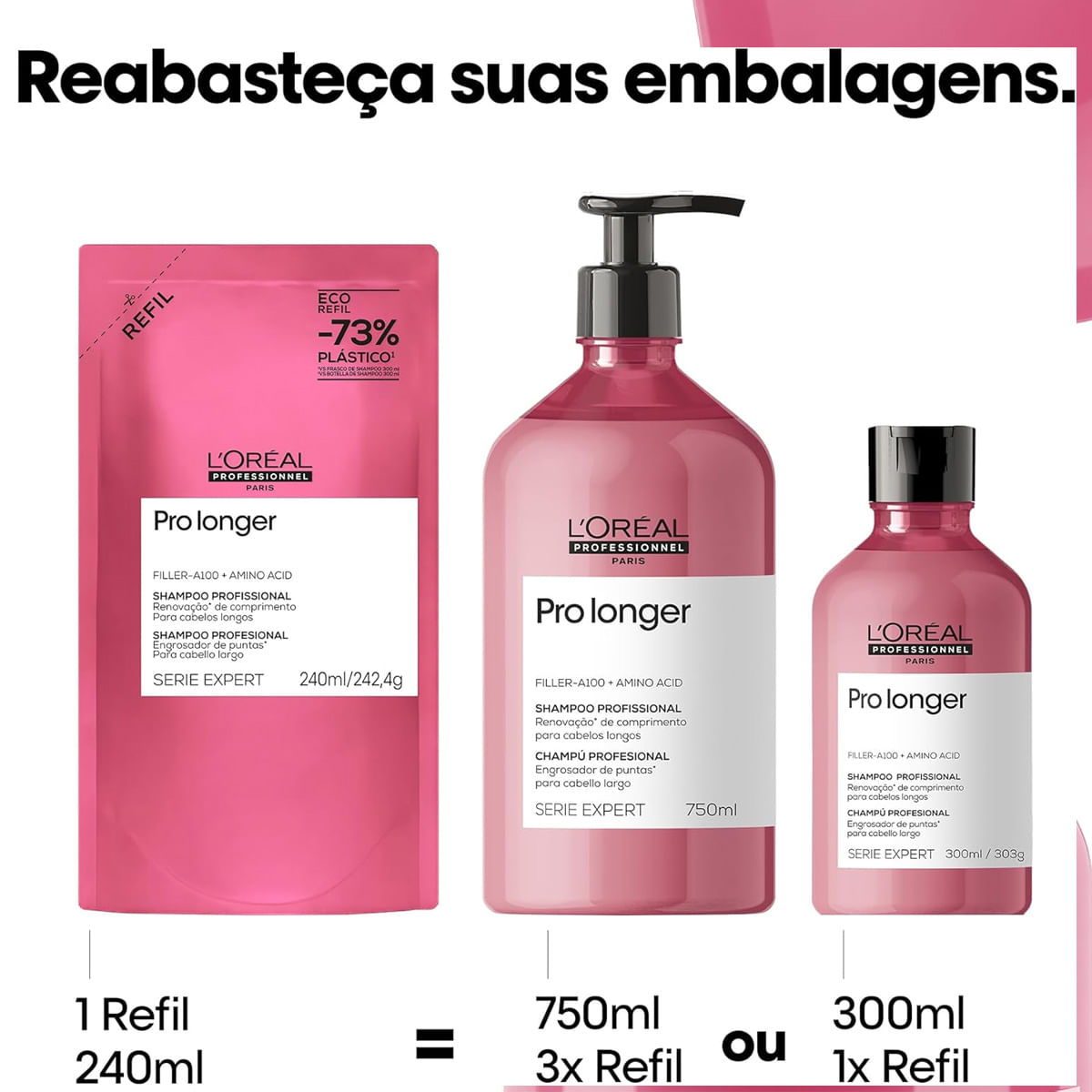 Kit Pro Longer L'Oréal Professionnel Refil Shampoo 240ml + Condicionador 200ml