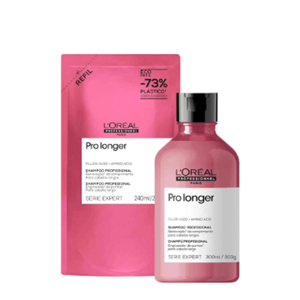 Kit Pro Longer L'Oréal Professionnel Refil Shampoo 240ml + Shampoo 300ml