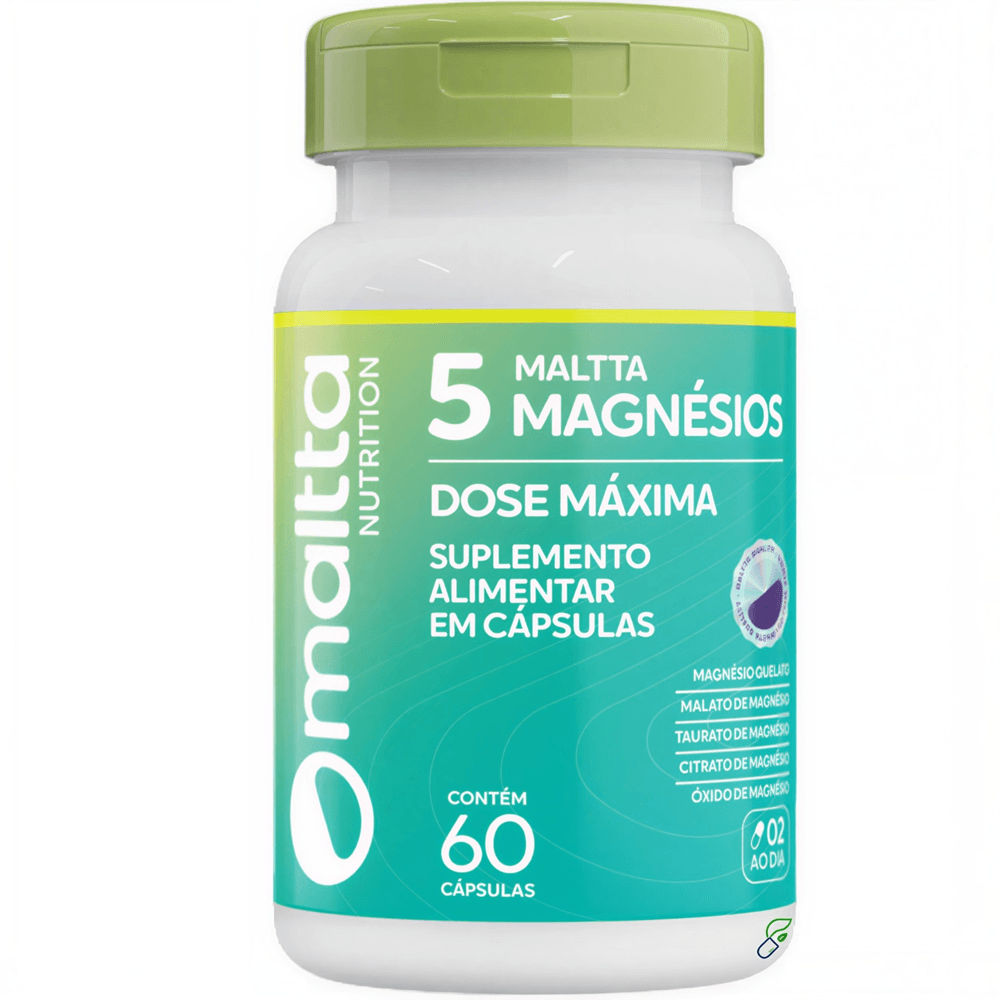 Maltta 5 Magnésios Dose Máxima Quelato + Malato + Taurato + Citrato + Óxido Maltta Nutrition 60 Cápsulas