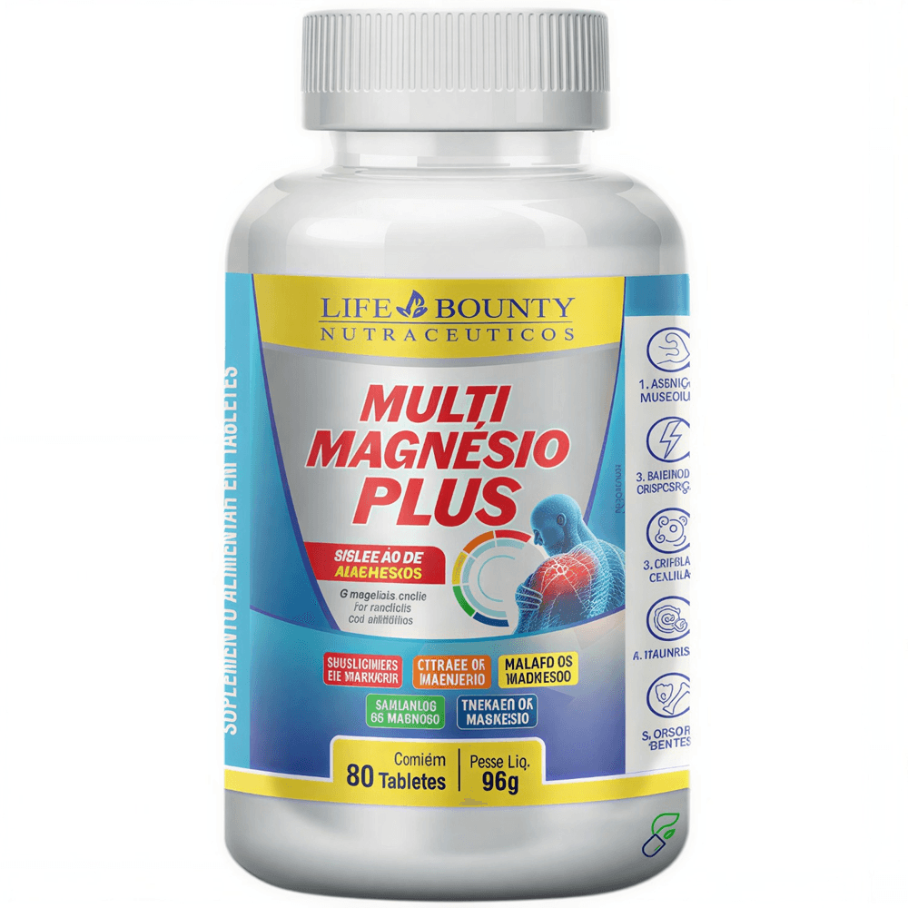 Multi Magnésio Plus Seleção Premium Com 5 Magnésios Life Bounty 80 Tabletes