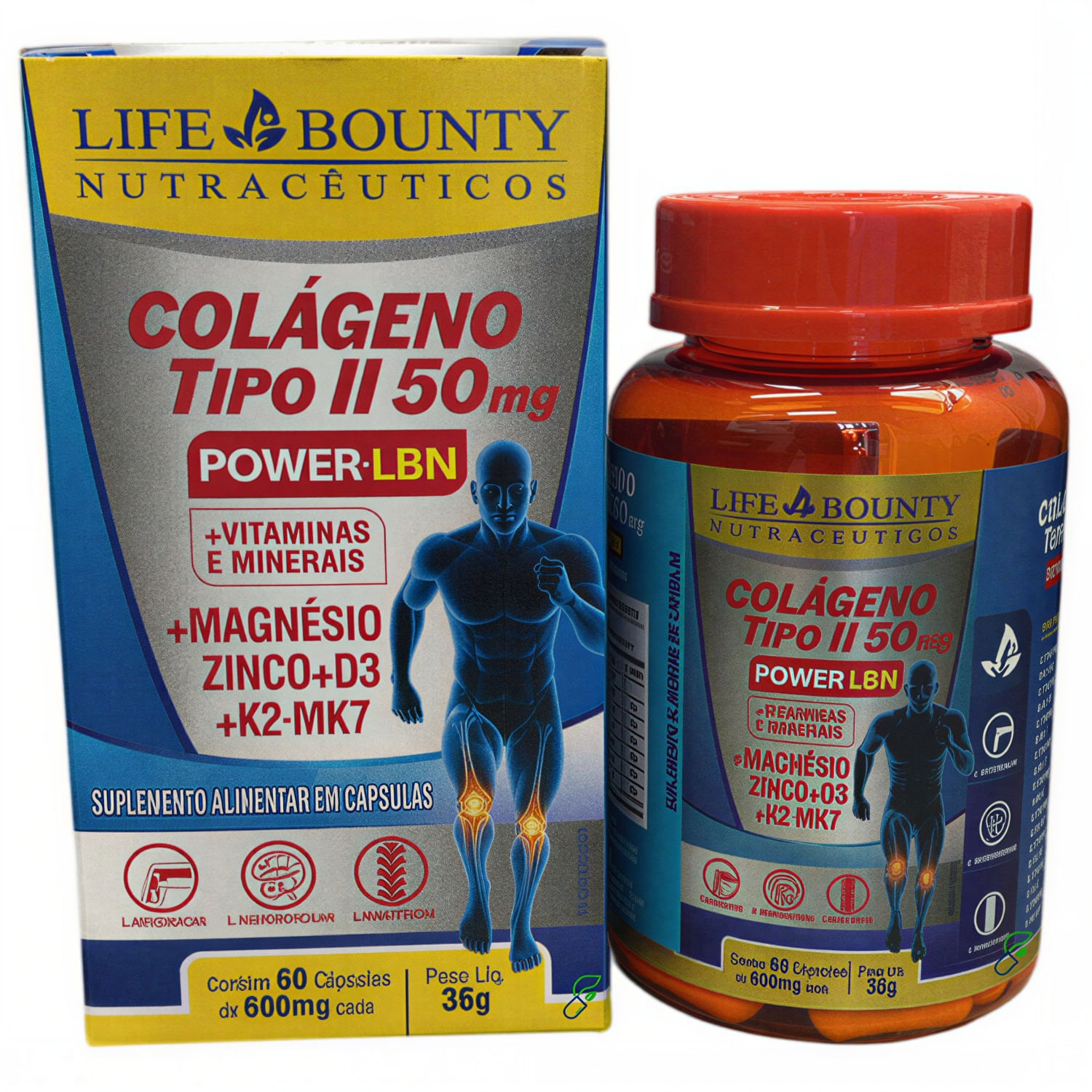 Colágeno Tipo 2 Não Desnaturado 50mg + Vitaminas + Minerais Life Bounty 60 Cápsulas