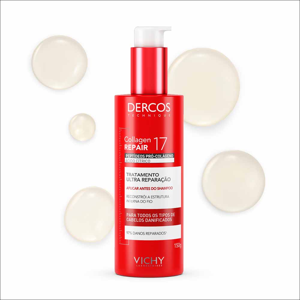 Pré-Shampoo Ultra Reparação Dercos Collagen Repair Vichy 17 150g