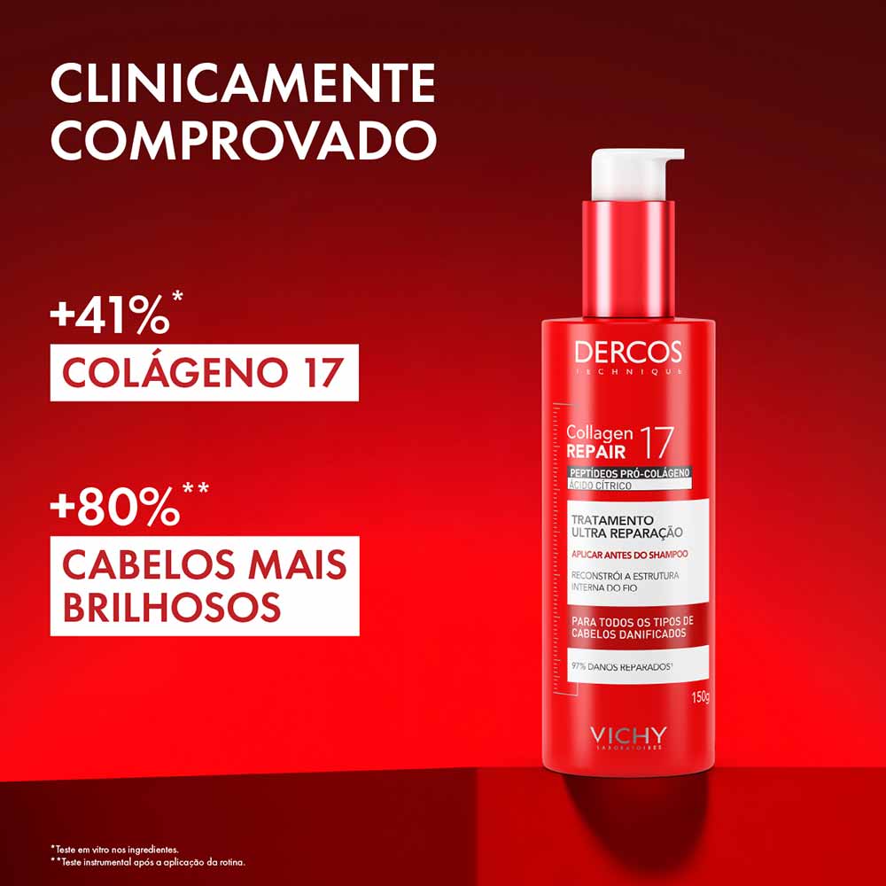 Pré-Shampoo Ultra Reparação Dercos Collagen Repair Vichy 17 150g