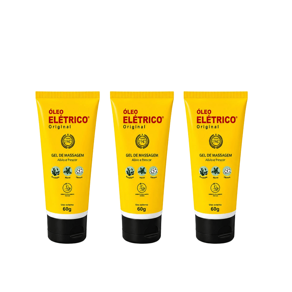 Kit 3 Gel Óleo Elétrico Original Para Massagem 60g