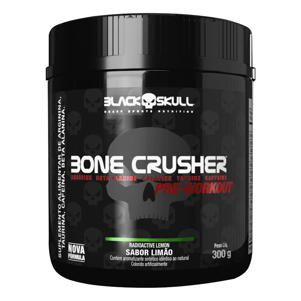 Pré-Treino Bone Crusher Black Skull Sabor Lemon Radioactive 300g