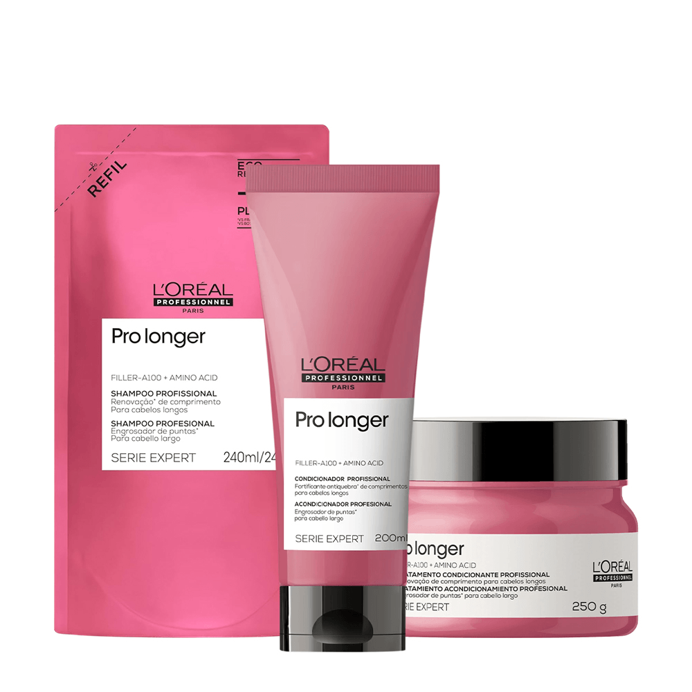 Kit L'Oréal Professionnel Pro Longer Home Care Refil Shampoo 240ml + Condicionador 200ml + Máscara Capilar 250g