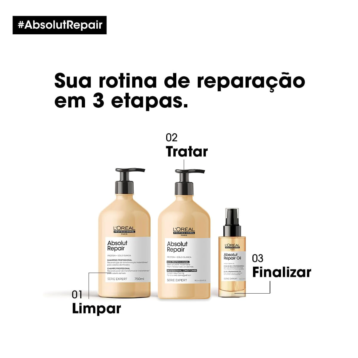 Kit L'Oréal Professionnel Absolut Repair Shampoo 750ml  + Condicionador 750ml