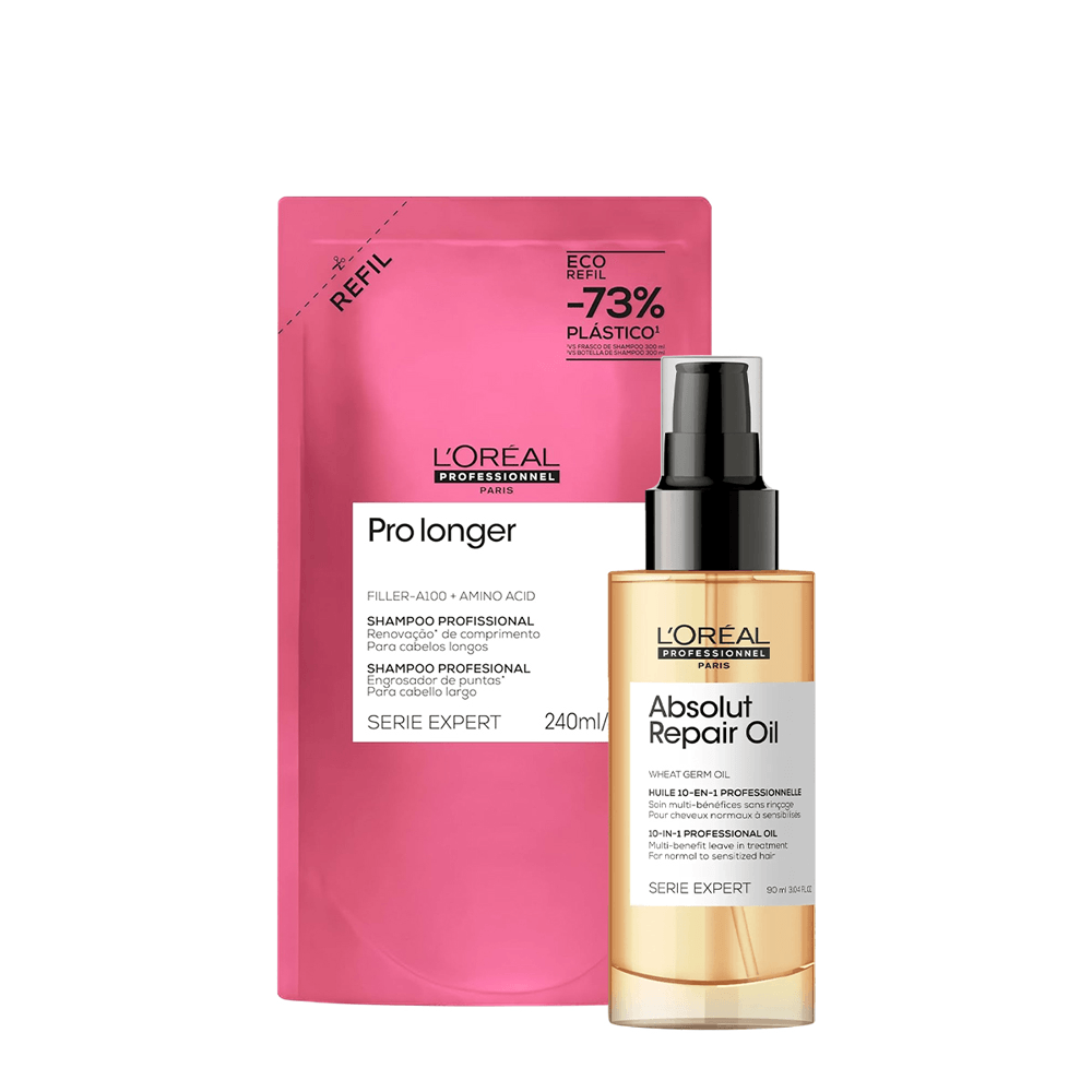 Kit L'Oréal Professionnel Refil Shampoo  Pro Longer Repair 240ml + Óleo Reparador 90ml