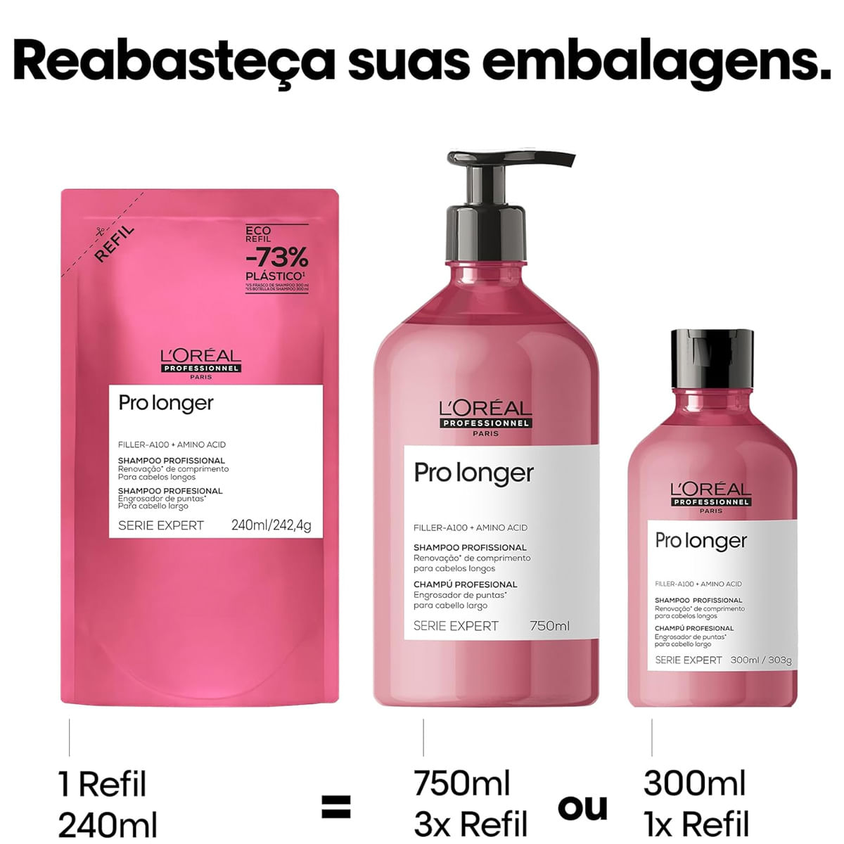 Kit L'Oréal Professionnel Refil Shampoo  Pro Longer Repair 240ml + Óleo Reparador 90ml