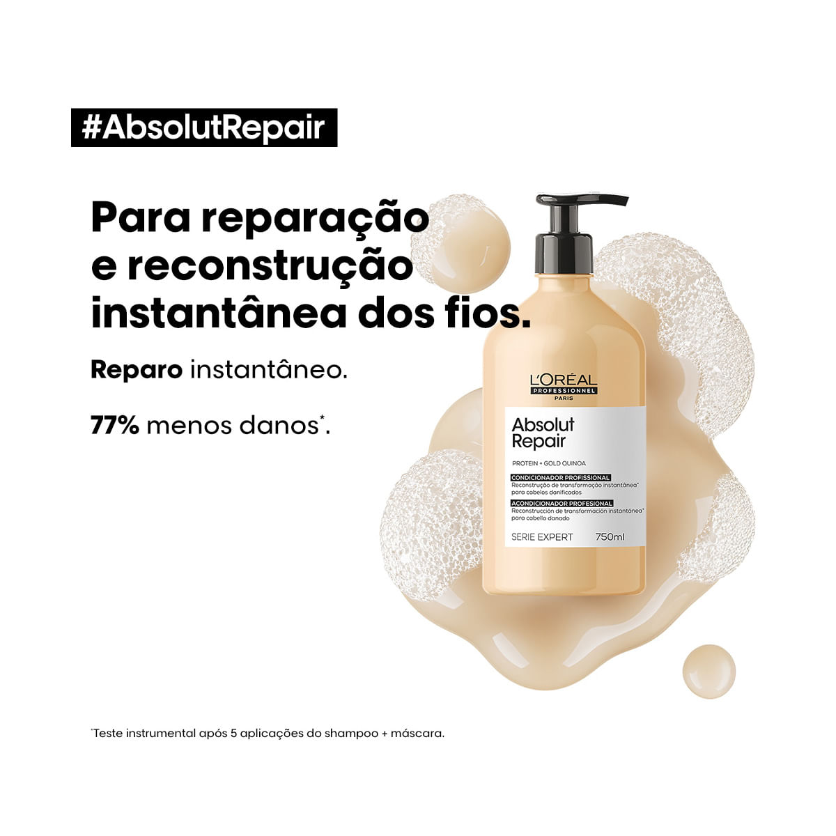 Kit Absolut Repair Gold L'Oréal Professionnel Refil Shampoo 240ml + Condicionador 750ml