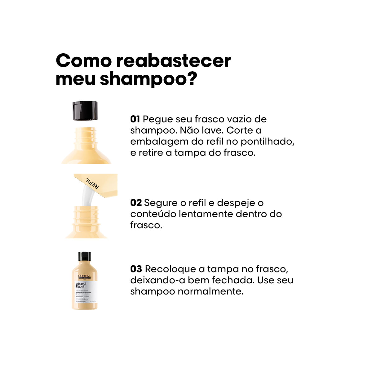 Kit Absolut Repair Gold L'Oréal Professionnel Refil Shampoo 240ml + Condicionador 750ml