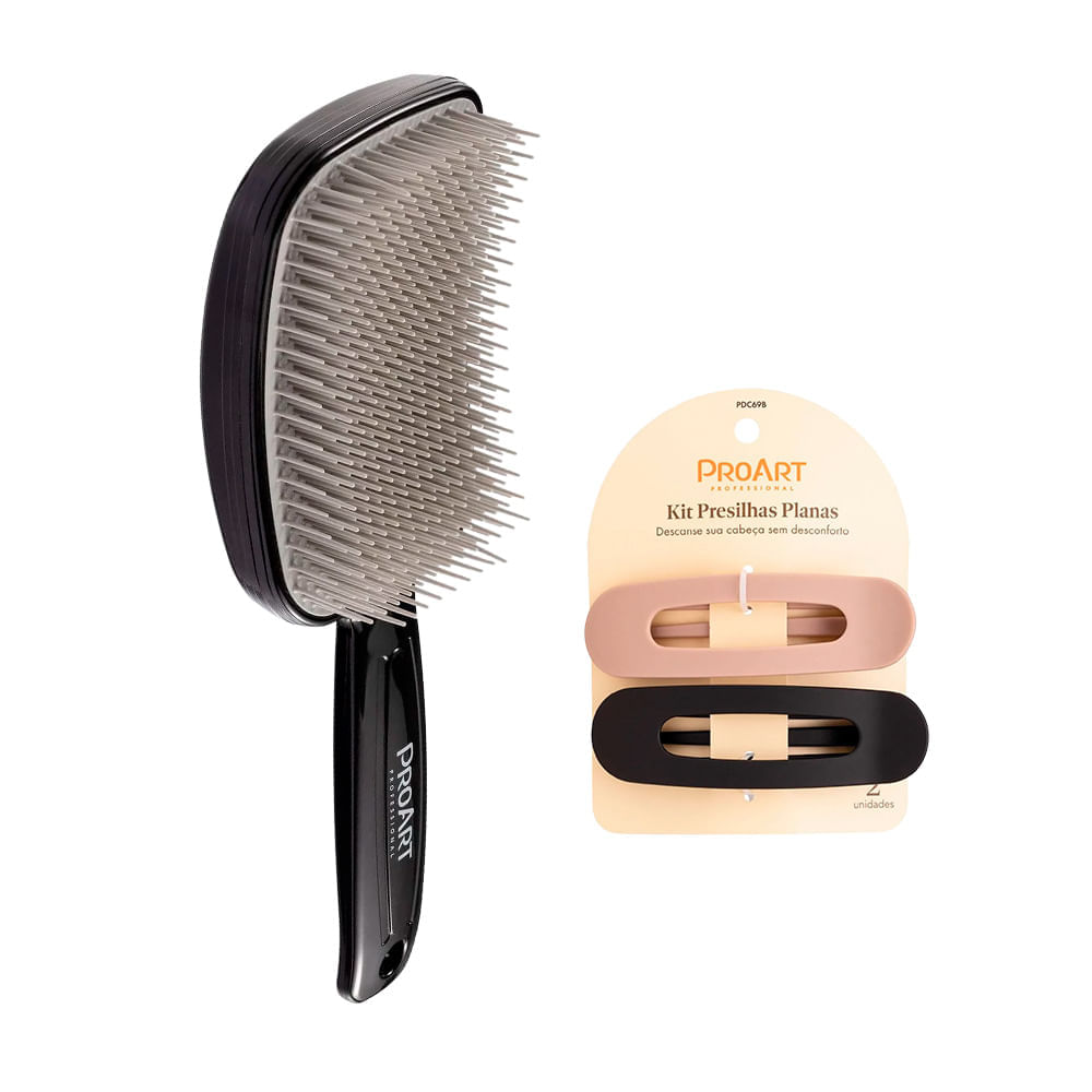 Kit Proart Escova Desembaraçante + Presilha Plana