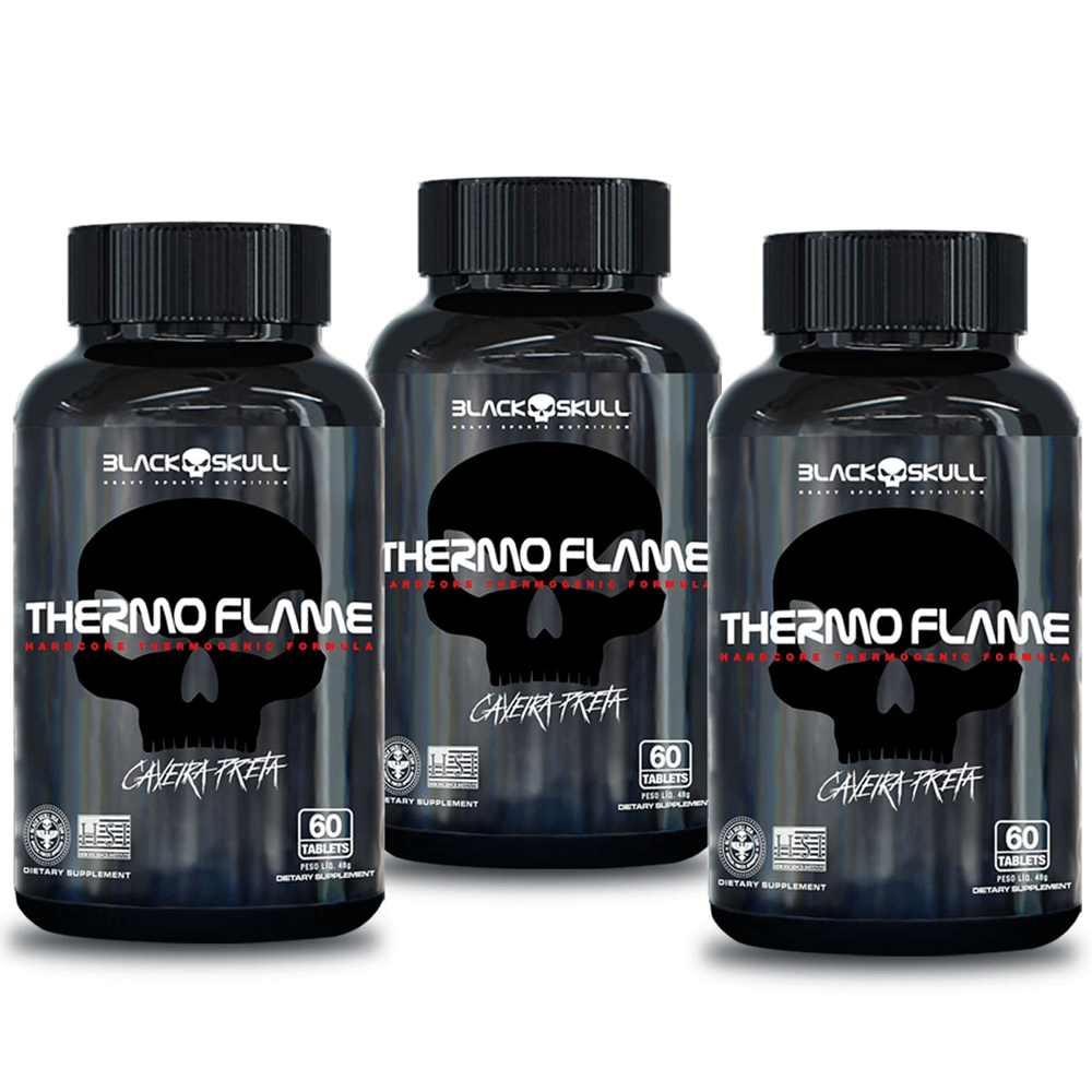 Kit 3 Termogênico Thermo Flame Black Skull 60 Cápsulas