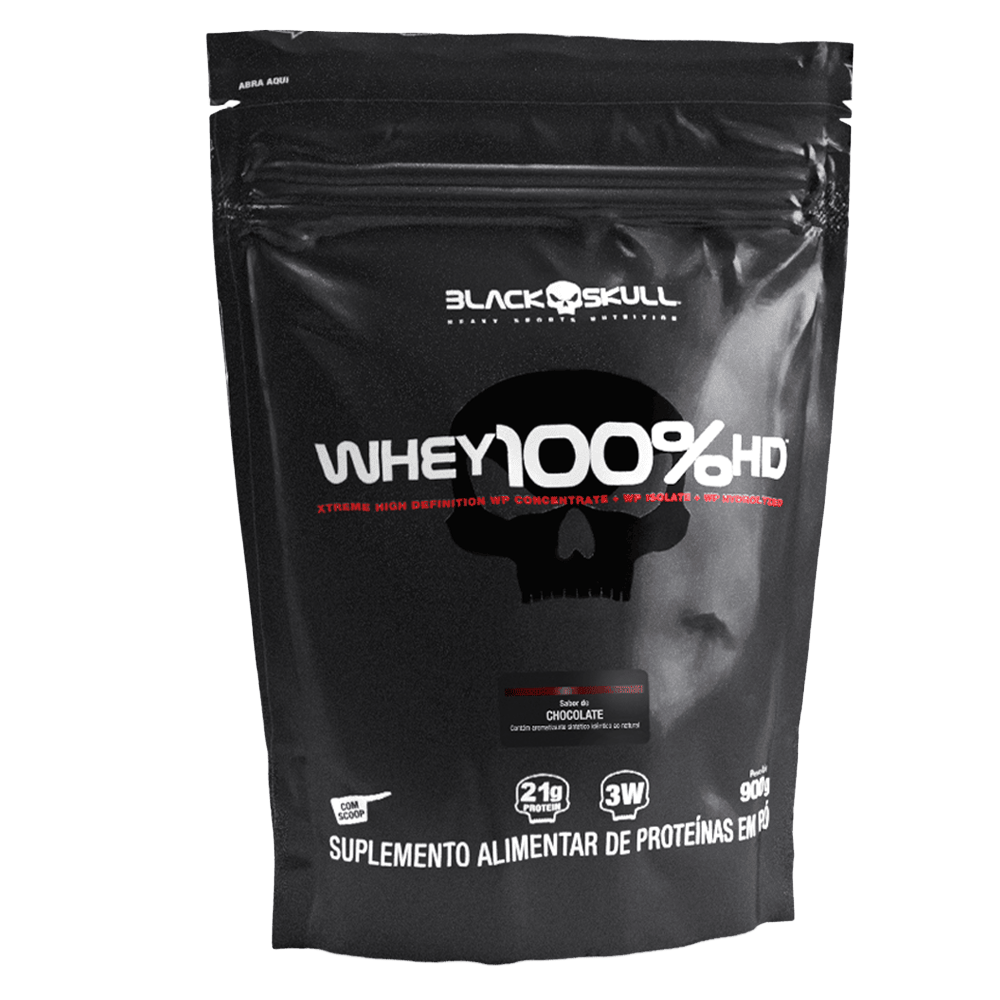 Whey 100% HD WPC, WPI E WPH Black Skull  Chocolate Refil 900g