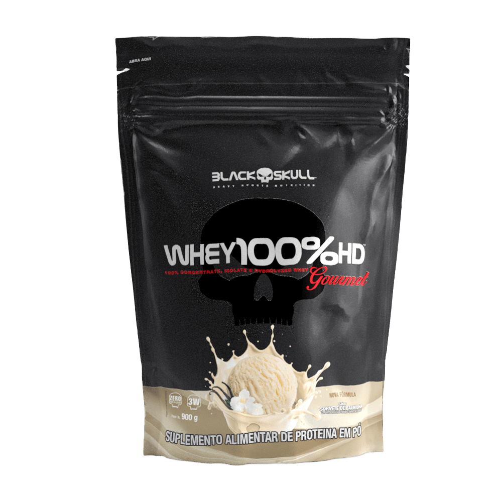 Whey 100% HD Gourmet Black Skull Baunilha Refil 900g
