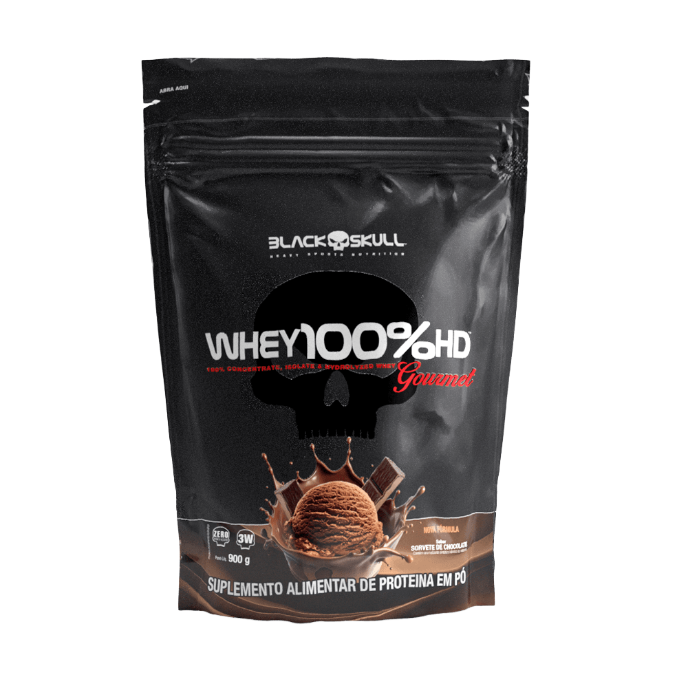 Whey 100% HD Gourmet Black Skull Chocolate Refil 900g