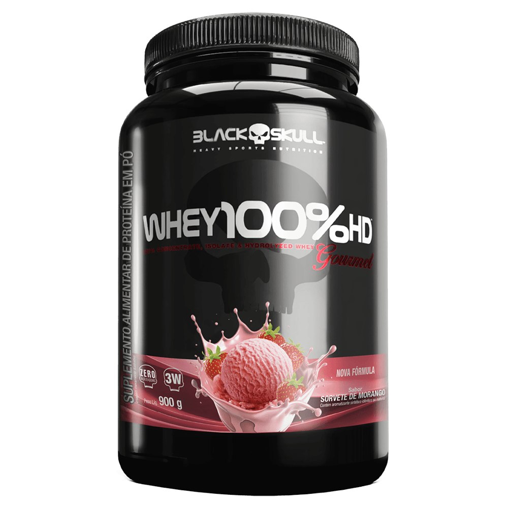Whey 100% HD Gourmet Black Skull Morango 900g