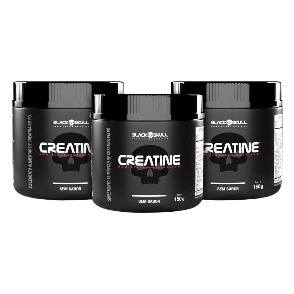 Kit 3 Creatinas Monohidratadas Black Skull 150g