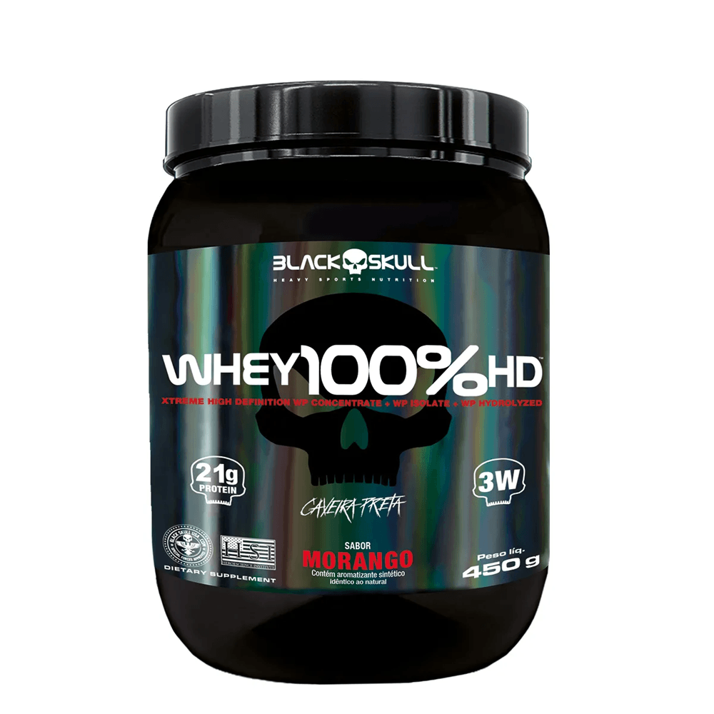 Whey 100% HD Black Skull Morango 450g