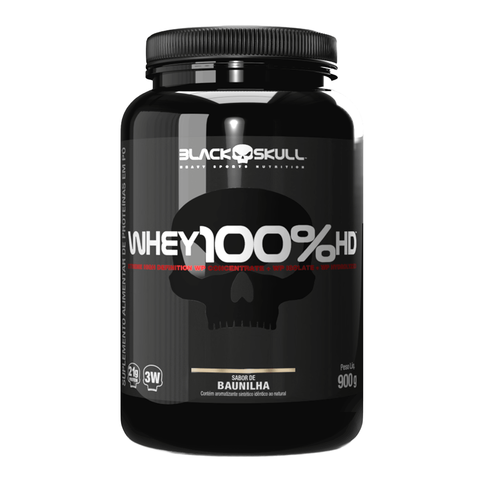 Whey 100% HD WPC, WPI E WPH Black Skull Baunilha 900g
