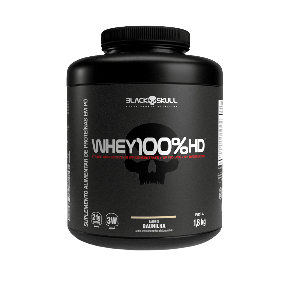 Whey 100% HD WPC, WPI E WPH Black Skull Baunilha 1,8kg