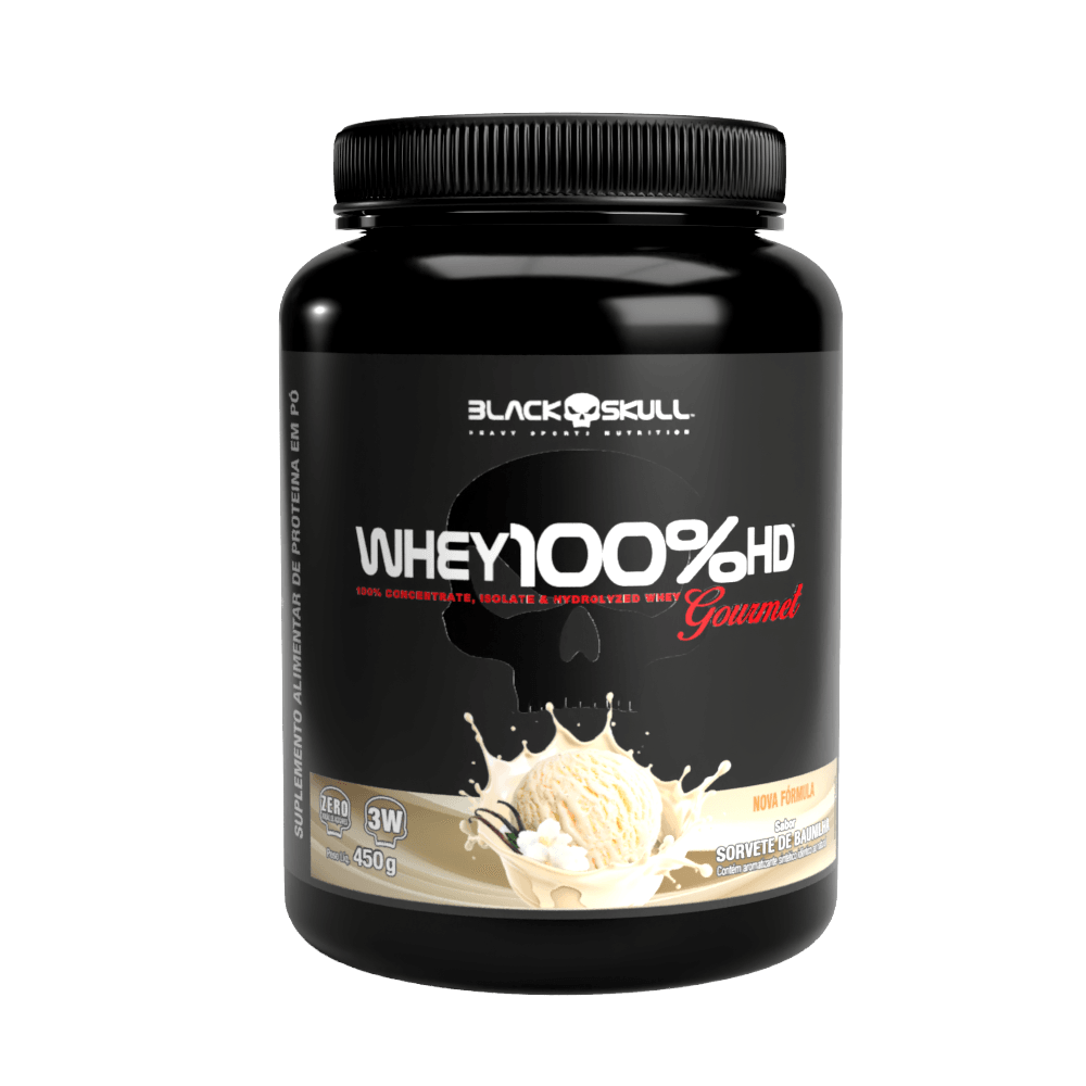Whey 100% Hd Gourmet Black Skull Baunilha 450g