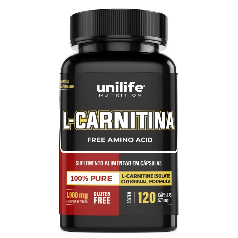 L-carnitina Pura 1900mg Unilife 120 Cápsulas